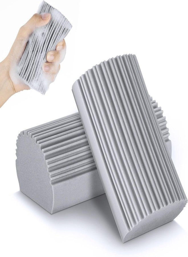 2-Pack Damp Clean Duster Sponge, Magic Cleaning Sponge Baseboard Cleaner Tool, Dusters for Baseboards, Vents, Mirrors, Ceiling Fan & Cobweb, No Dust Flying and Spreading